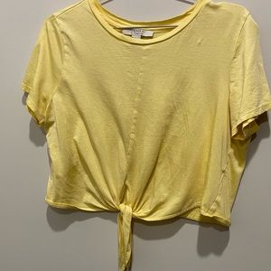 Forever 21 yellow crop top crew tie front bogo